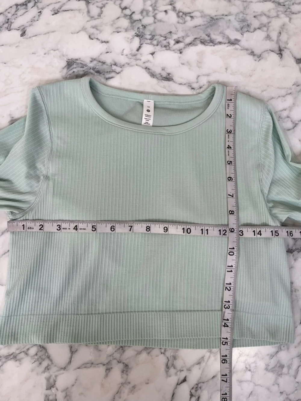 Lululemon Ebb to Street Long Sleeve Cropped Top Ribbed In Delicate Mint Size 10